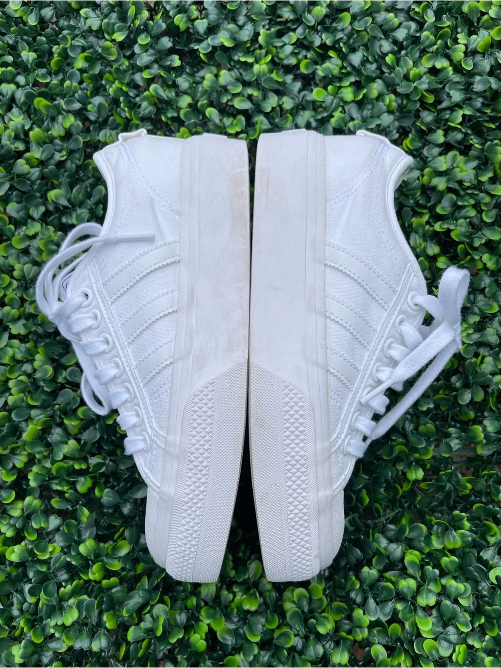 adidas nizza Womens White Platform Low-Top Sneakers size 8.5